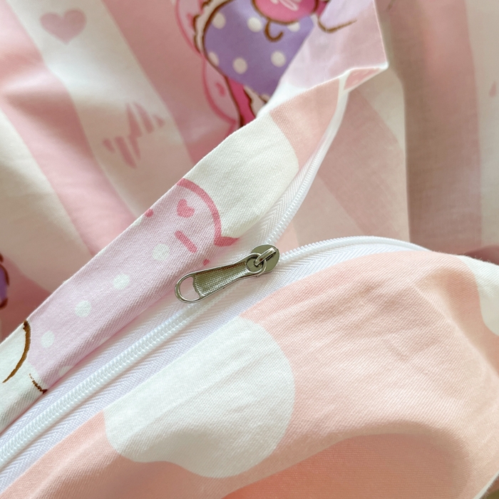 91家纺网 家纺一手货源 找家纺 金爱家2025新款三丽鸥正版授权卡通数码印花混搭纯棉印花系列四件套 棉三丽鸥-甜甜美乐蒂