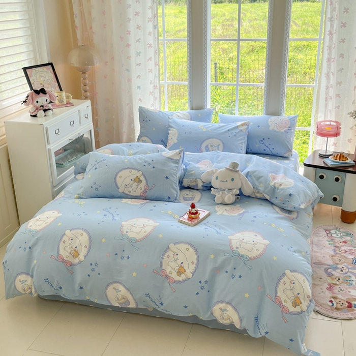 91家纺网 家纺一手货源 找家纺 金爱家2025新款三丽鸥正版授权卡通数码印花混搭纯棉印花系列四件套 棉三丽鸥-玉桂狗