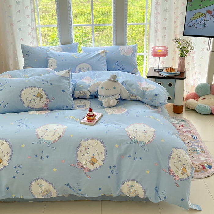 91家纺网 家纺一手货源 找家纺 金爱家2025新款三丽鸥正版授权卡通数码印花混搭纯棉印花系列四件套 棉三丽鸥-玉桂狗