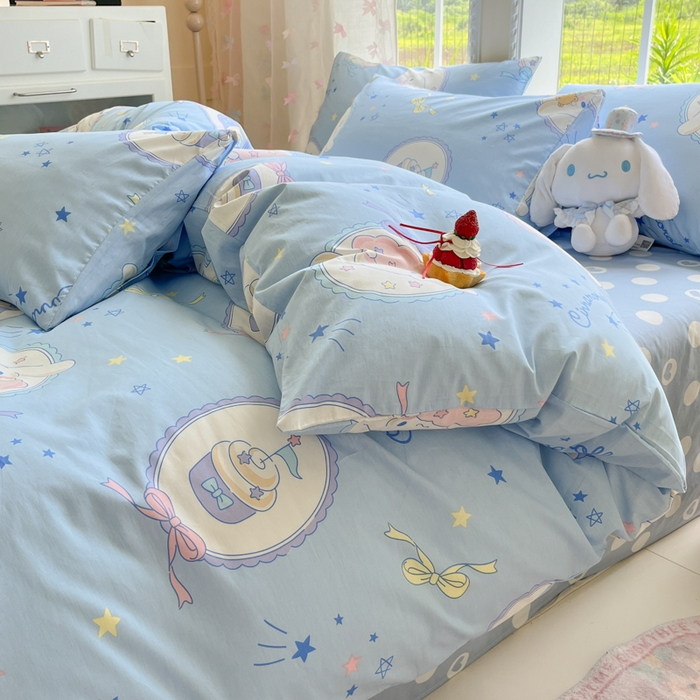 91家纺网 家纺一手货源 找家纺 金爱家2025新款三丽鸥正版授权卡通数码印花混搭纯棉印花系列四件套 棉三丽鸥-玉桂狗