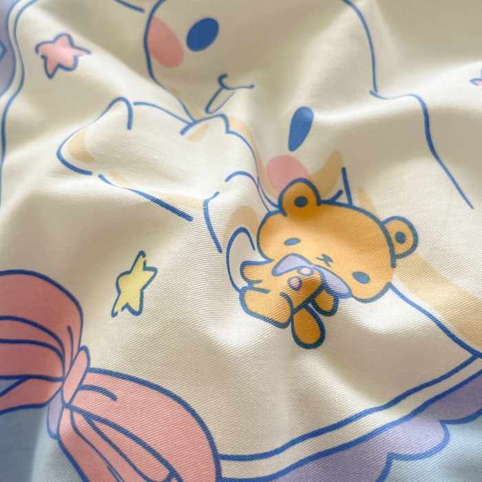 91家纺网 家纺一手货源 找家纺 金爱家2025新款三丽鸥正版授权卡通数码印花混搭纯棉印花系列四件套 棉三丽鸥-玉桂狗