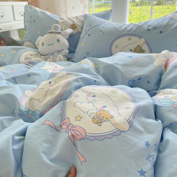 91家纺网 家纺一手货源 找家纺 金爱家2025新款三丽鸥正版授权卡通数码印花混搭纯棉印花系列四件套 棉三丽鸥-玉桂狗