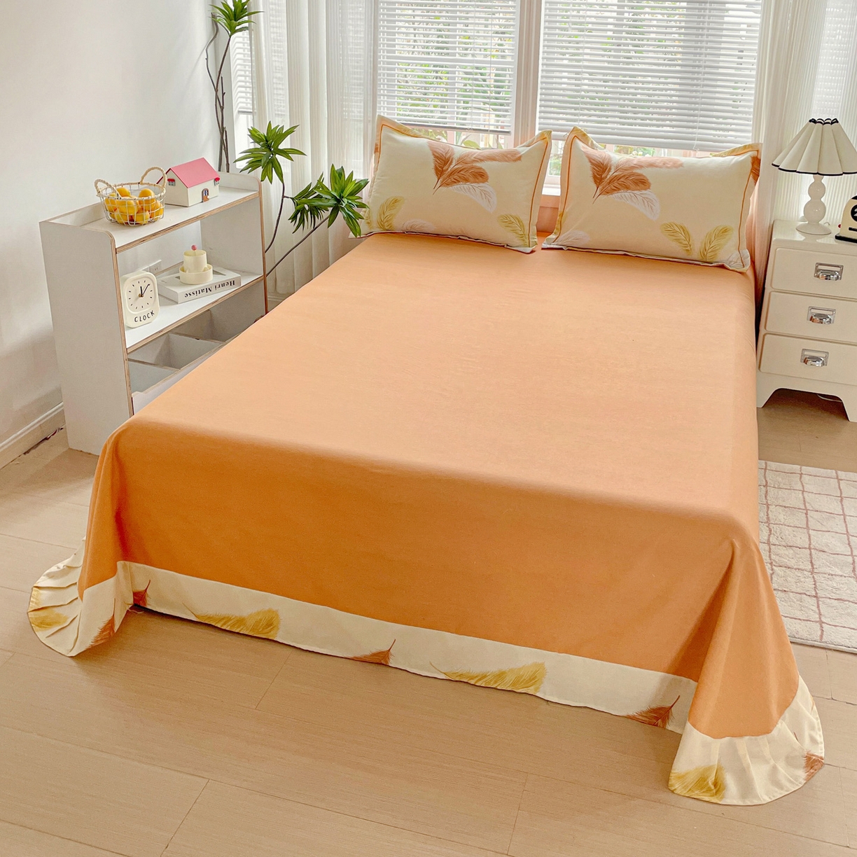 91家纺网 家纺一手货源 找家纺 纽缦家纺 2025新款全棉纯棉磨毛印花四件套 加州阳光米