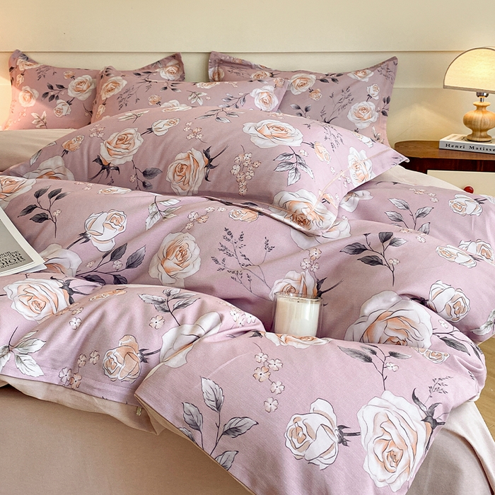 91家纺网 家纺一手货源 找家纺 格里芬家纺 2025全棉加厚磨毛数码印花四件套凯莉