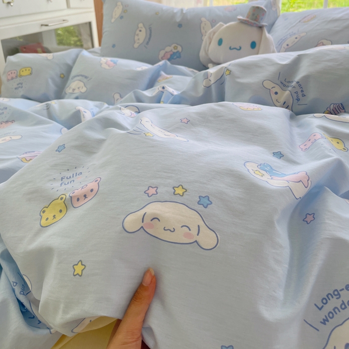 91家纺网 家纺一手货源 找家纺 金爱家2025新款三丽鸥正版授权卡通数码印花混搭纯棉印花系列四件套 棉三丽鸥-云朵大耳狗