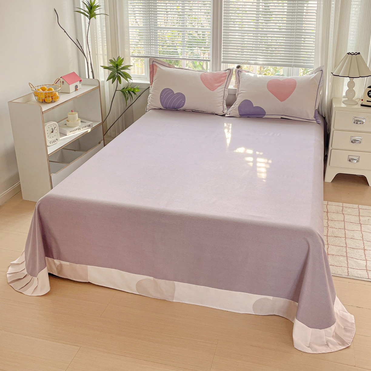 91家纺网 家纺一手货源 找家纺 纽缦家纺 2025新款全棉纯棉磨毛印花四件套 浪漫心事粉