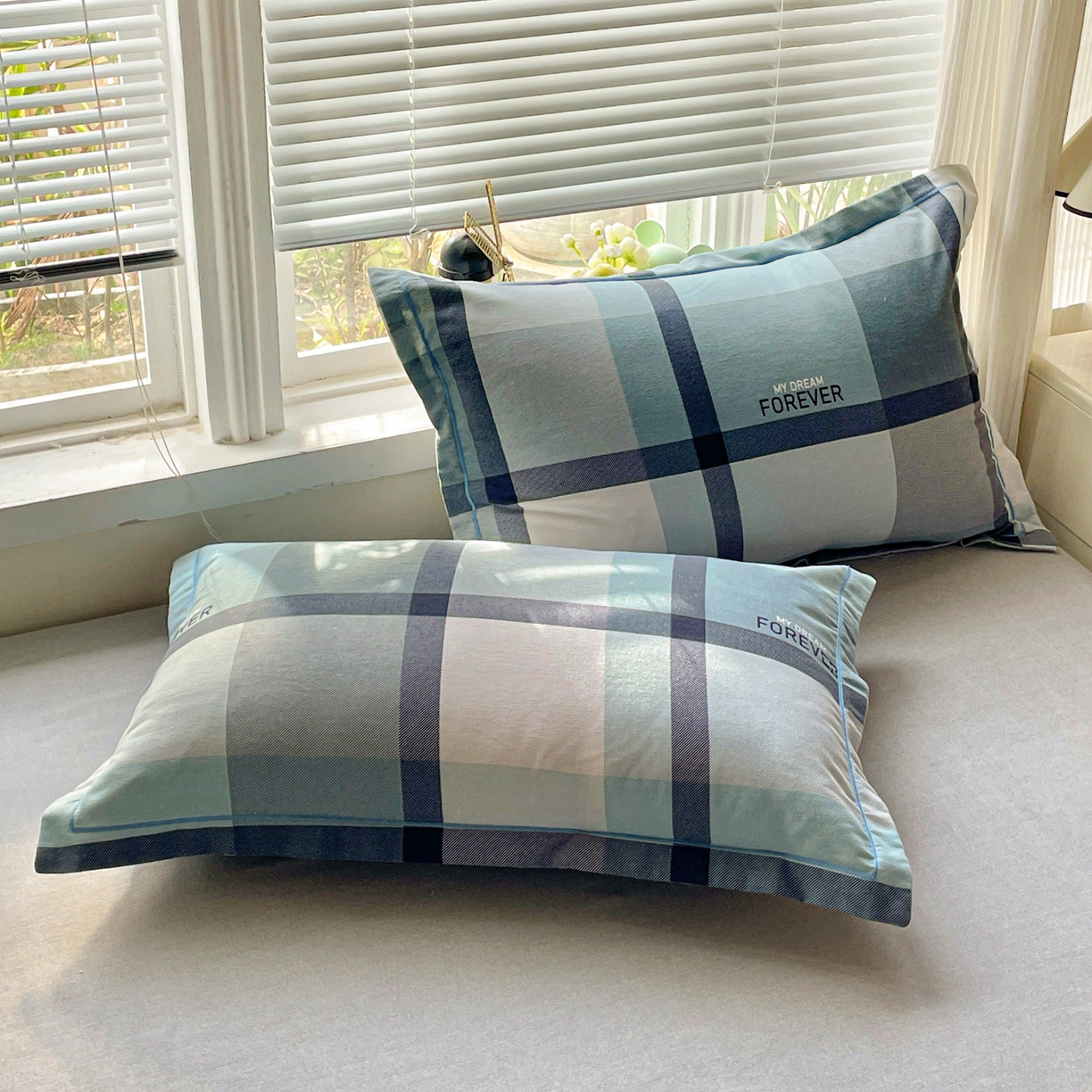 91家纺网 家纺一手货源 找家纺 纽缦家纺 2025新款全棉纯棉磨毛印花四件套 曼迪蓝