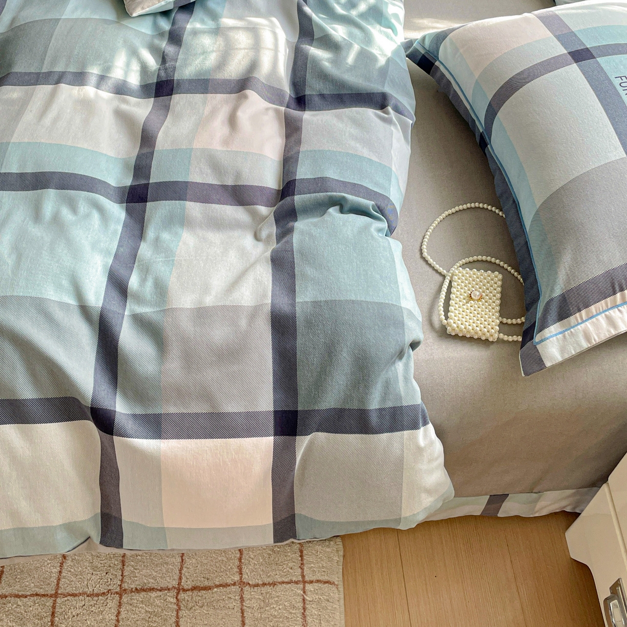 91家纺网 家纺一手货源 找家纺 纽缦家纺 2025新款全棉纯棉磨毛印花四件套 曼迪蓝