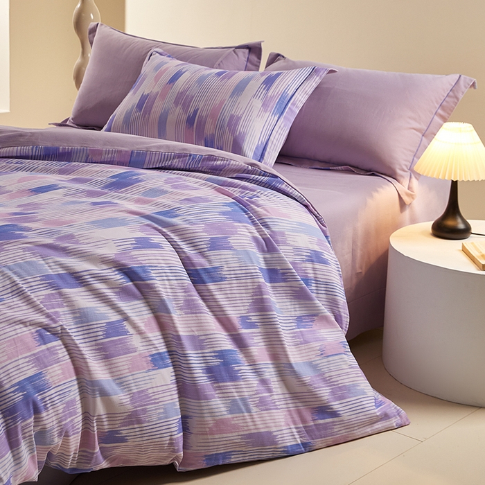 91家纺网 家纺一手货源 找家纺 格里芬家纺 2025全棉加厚磨毛数码印花四件套米亚-紫