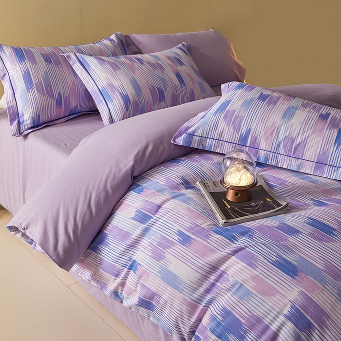 91家纺网 家纺一手货源 找家纺 格里芬家纺 2025全棉加厚磨毛数码印花四件套米亚-紫