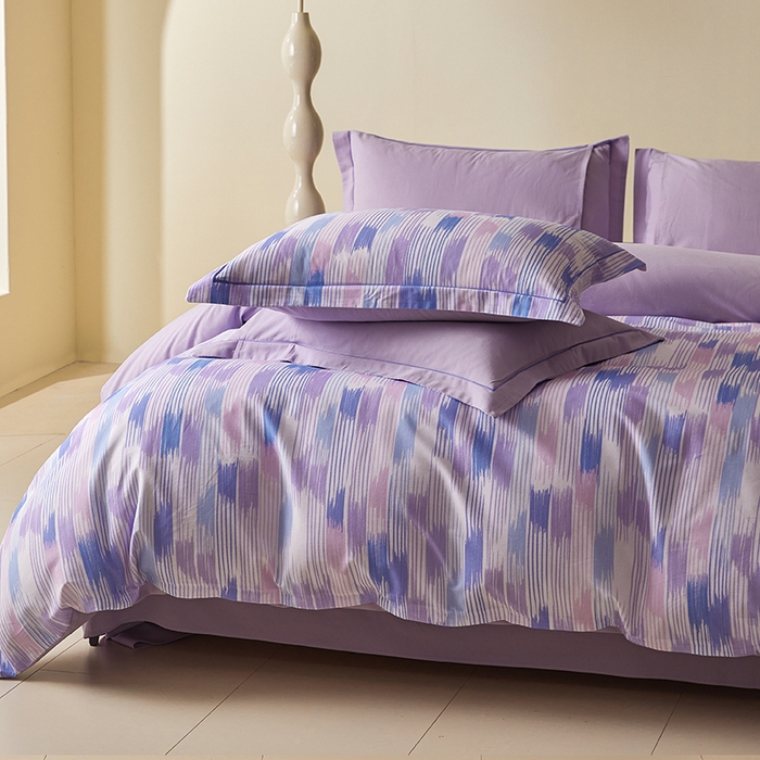 91家纺网 家纺一手货源 找家纺 格里芬家纺 2025全棉加厚磨毛数码印花四件套米亚-紫