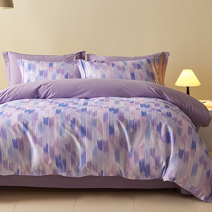 91家纺网 家纺一手货源 找家纺 格里芬家纺 2025全棉加厚磨毛数码印花四件套米亚-紫