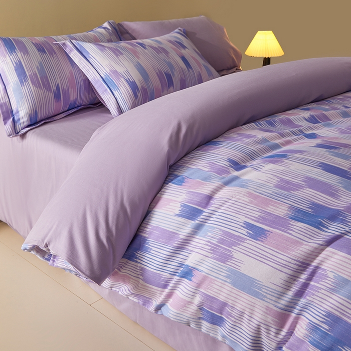 91家纺网 家纺一手货源 找家纺 格里芬家纺 2025全棉加厚磨毛数码印花四件套米亚-紫