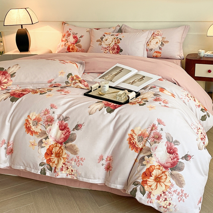 91家纺网 家纺一手货源 找家纺 格里芬家纺 2025全棉加厚磨毛数码印花四件套妮可-灰