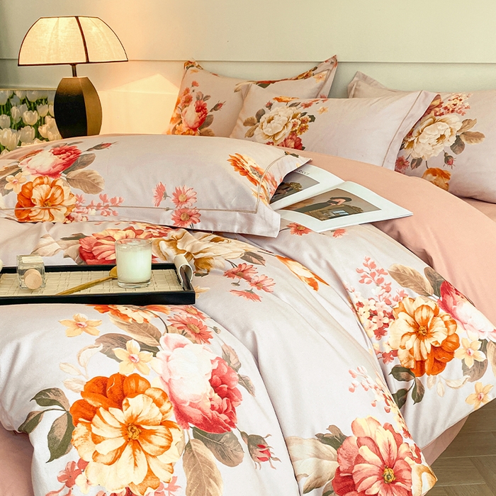 91家纺网 家纺一手货源 找家纺 格里芬家纺 2025全棉加厚磨毛数码印花四件套妮可-灰