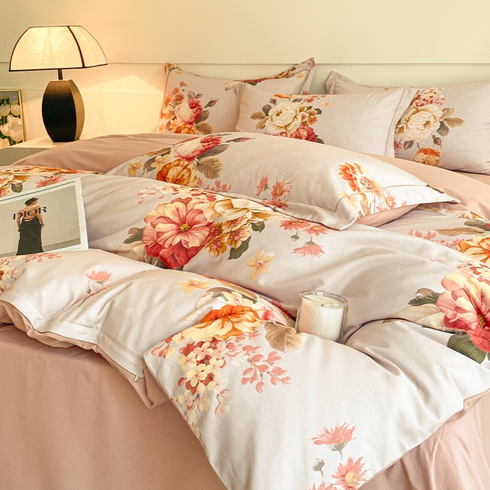 91家纺网 家纺一手货源 找家纺 格里芬家纺 2025全棉加厚磨毛数码印花四件套妮可-灰