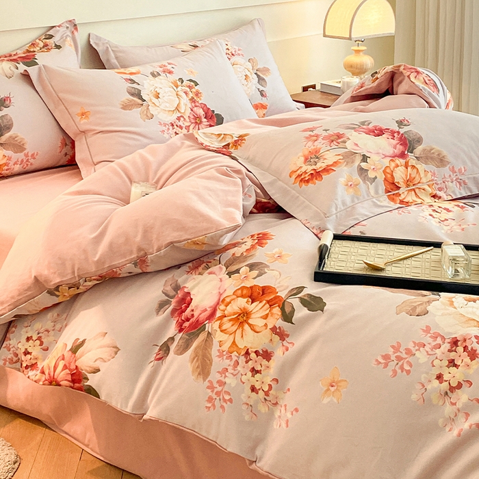 91家纺网 家纺一手货源 找家纺 格里芬家纺 2025全棉加厚磨毛数码印花四件套妮可-灰