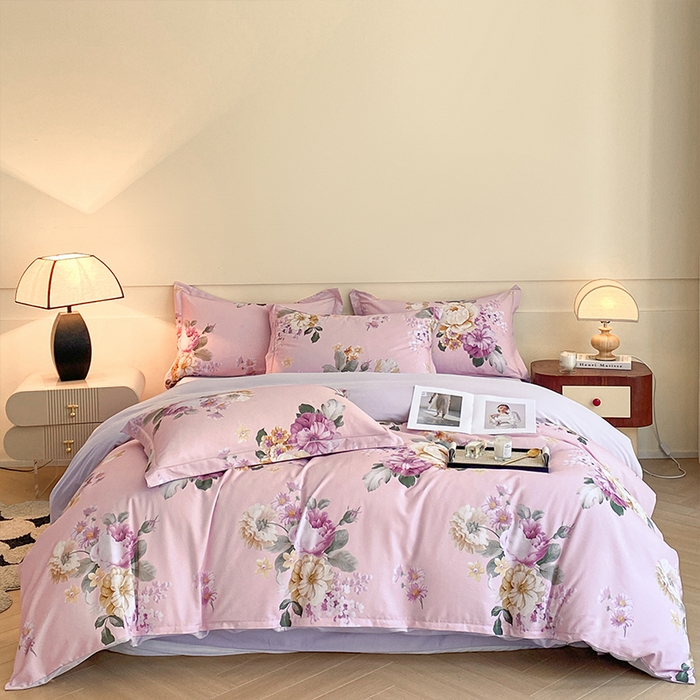 格里芬家纺 2025全棉加厚磨毛数码印花四件套妮可-紫