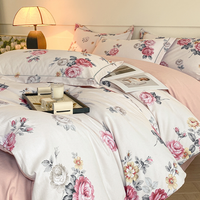 91家纺网 家纺一手货源 找家纺 格里芬家纺 2025全棉加厚磨毛数码印花四件套绮梦花间