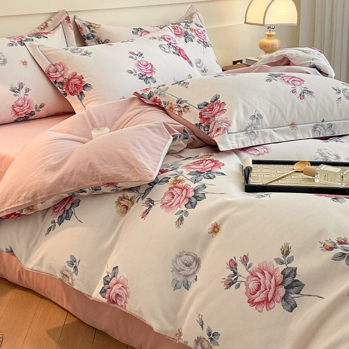 91家纺网 家纺一手货源 找家纺 格里芬家纺 2025全棉加厚磨毛数码印花四件套绮梦花间