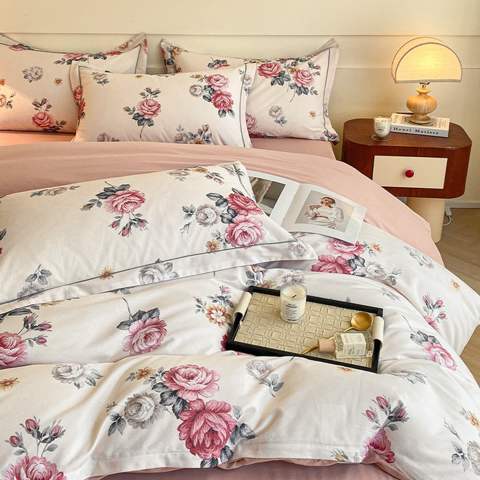 91家纺网 家纺一手货源 找家纺 格里芬家纺 2025全棉加厚磨毛数码印花四件套绮梦花间