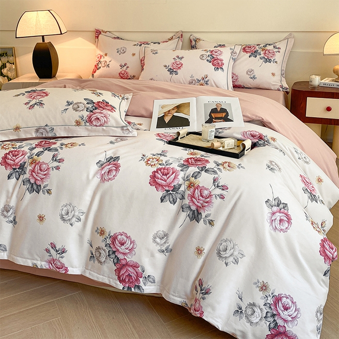 91家纺网 家纺一手货源 找家纺 格里芬家纺 2025全棉加厚磨毛数码印花四件套绮梦花间