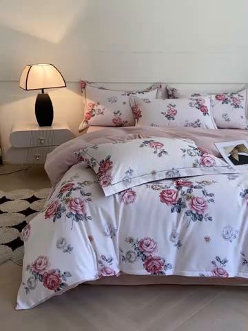 91家纺网 家纺一手货源 找家纺 格里芬家纺 2025全棉加厚磨毛数码印花四件套绮梦花间