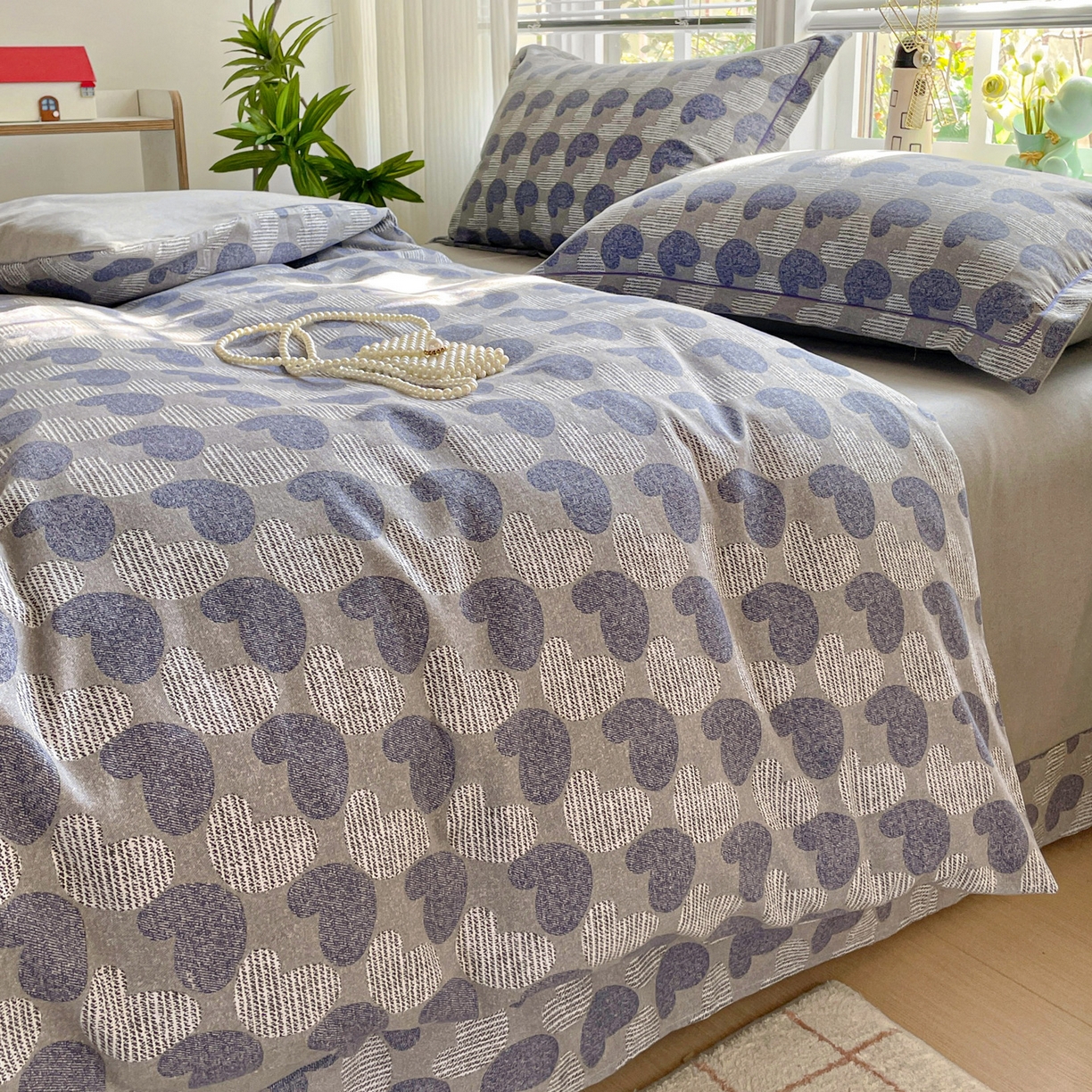 91家纺网 家纺一手货源 找家纺 纽缦家纺 2025新款全棉纯棉磨毛印花四件套 心愿