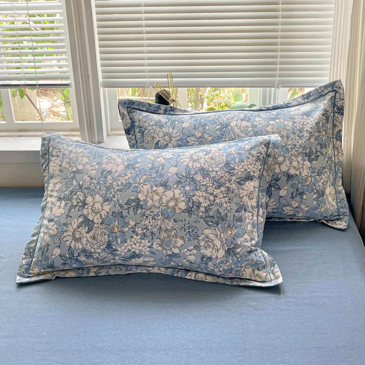 91家纺网 家纺一手货源 找家纺 纽缦家纺 2025新款全棉纯棉磨毛印花四件套 雅汐蓝