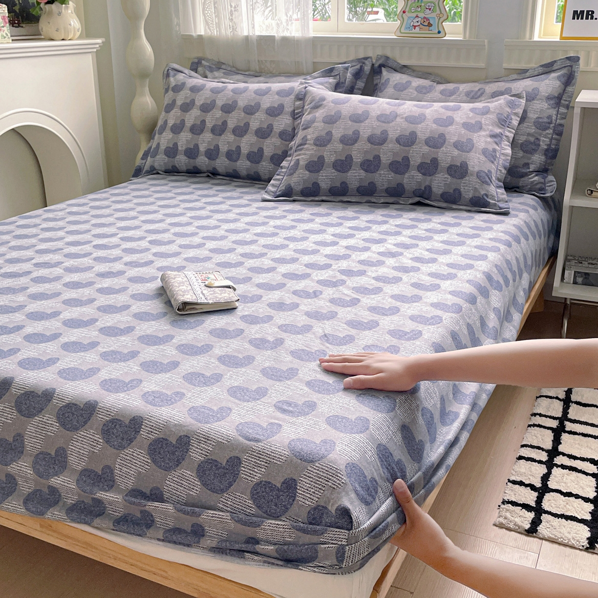 纽缦家纺 2025新款全棉纯棉磨毛印花单床笠 床笠单件 心愿