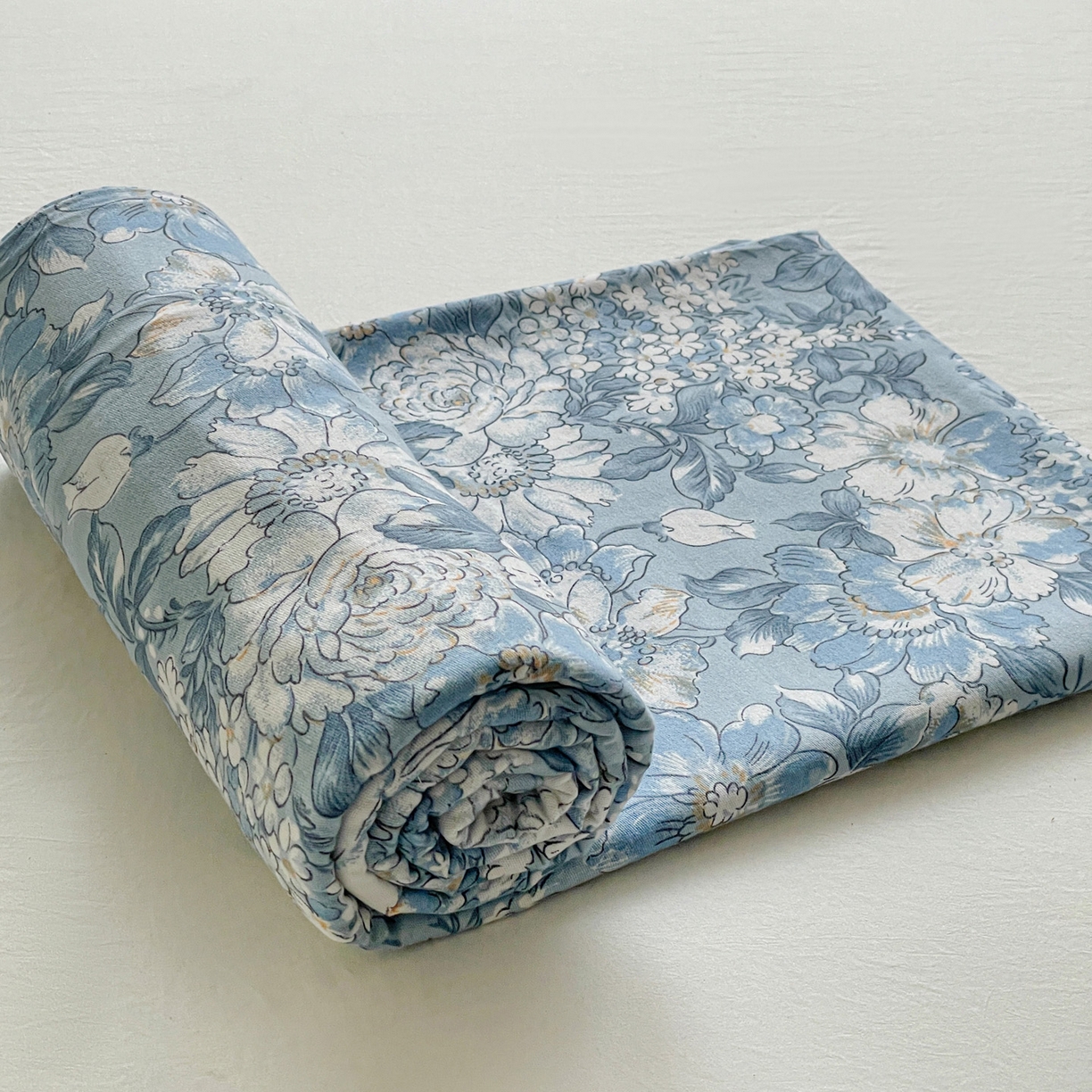 91家纺网 家纺一手货源 找家纺 纽缦家纺 2025新款全棉纯棉磨毛印花单床笠 床笠单件 雅汐蓝