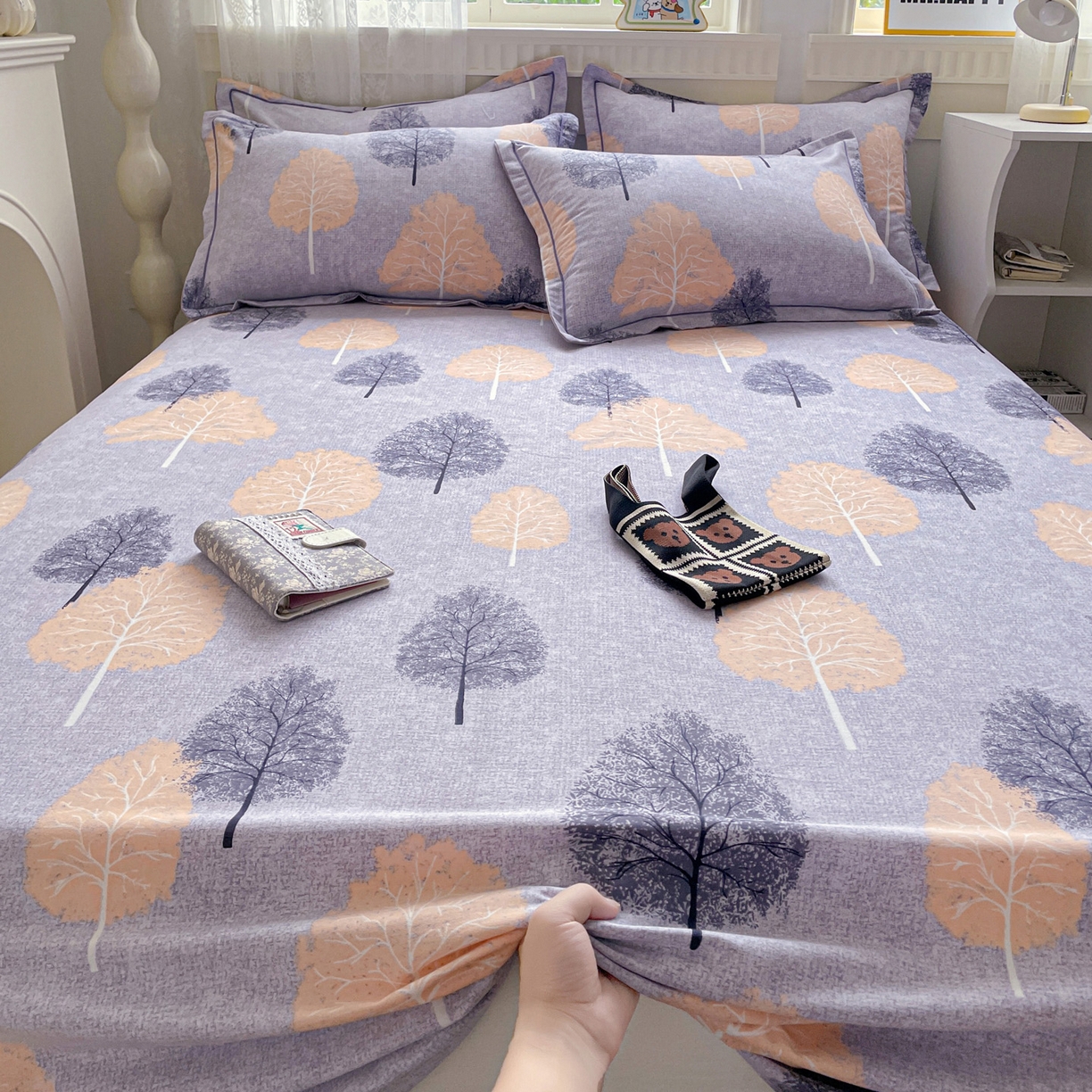 91家纺网 家纺一手货源 找家纺 纽缦家纺 2025新款全棉纯棉磨毛印花单床单 床单单件 秘境森林蓝