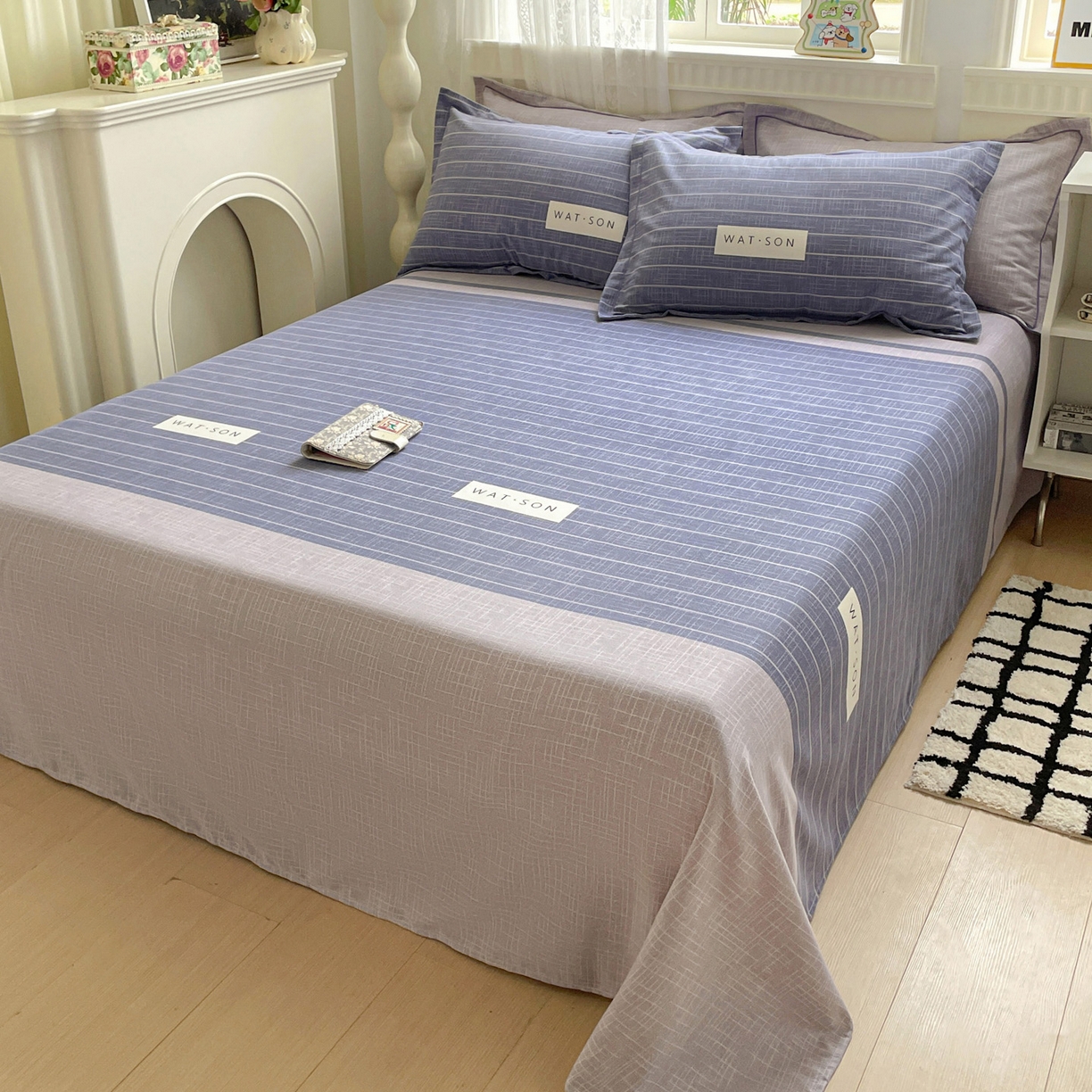 91家纺网 家纺一手货源 找家纺 纽缦家纺 2025新款全棉纯棉磨毛印花单床单 床单单件 初遇简约灰