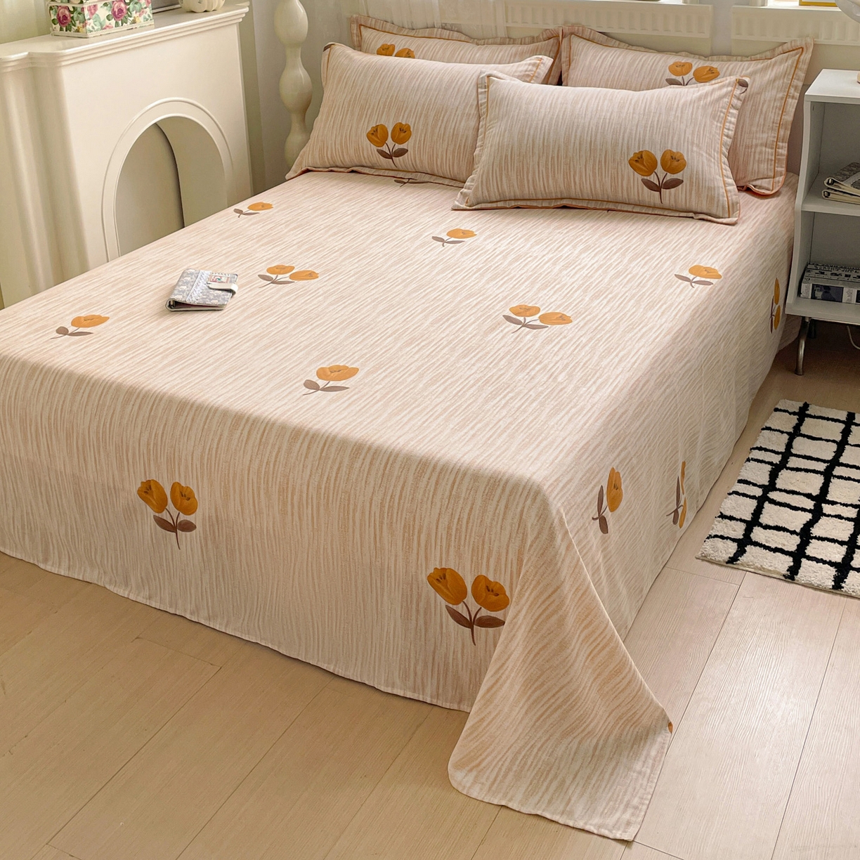 91家纺网 家纺一手货源 找家纺 纽缦家纺 2025新款全棉纯棉磨毛印花单床单 床单单件 多洛塔咖