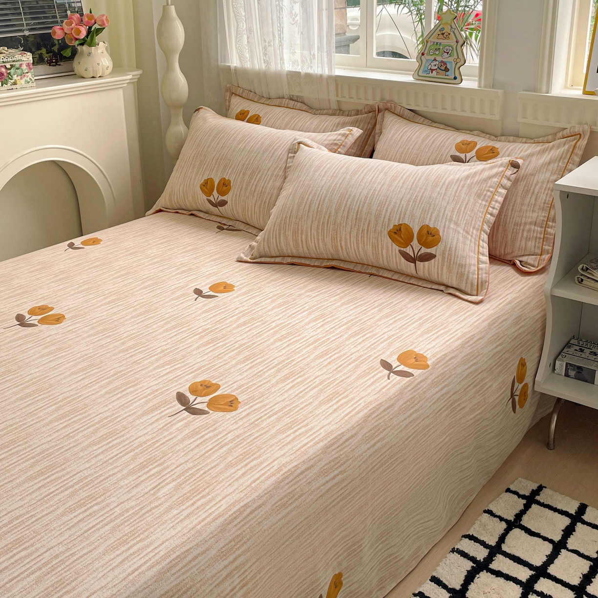 91家纺网 家纺一手货源 找家纺 纽缦家纺 2025新款全棉纯棉磨毛印花单床单 床单单件 多洛塔咖