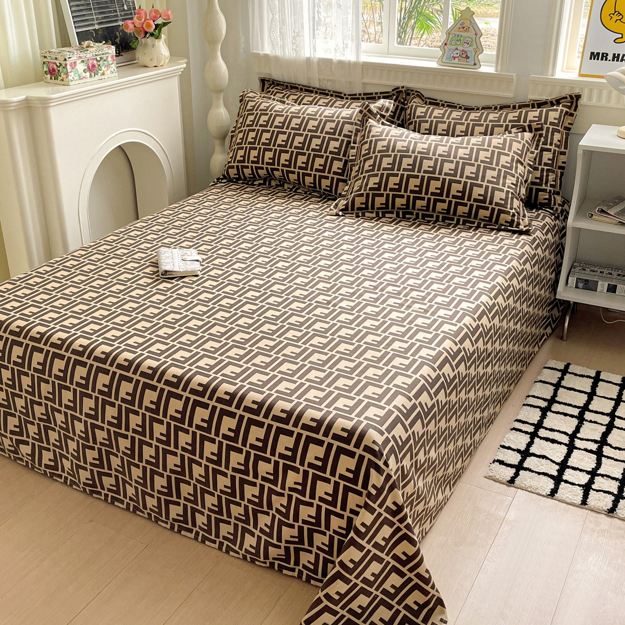 91家纺网 家纺一手货源 找家纺 纽缦家纺 2025新款全棉纯棉磨毛印花单床单 床单单件 芬迪格