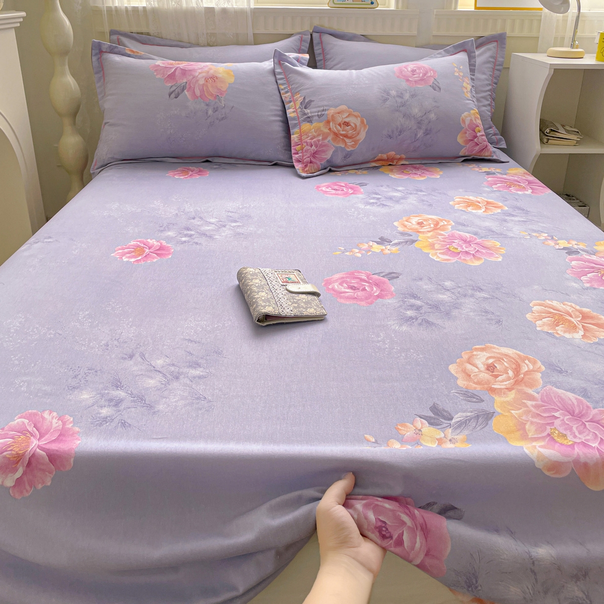 纽缦家纺 2025新款全棉纯棉磨毛印花单床单 床单单件 吉娜风情蓝