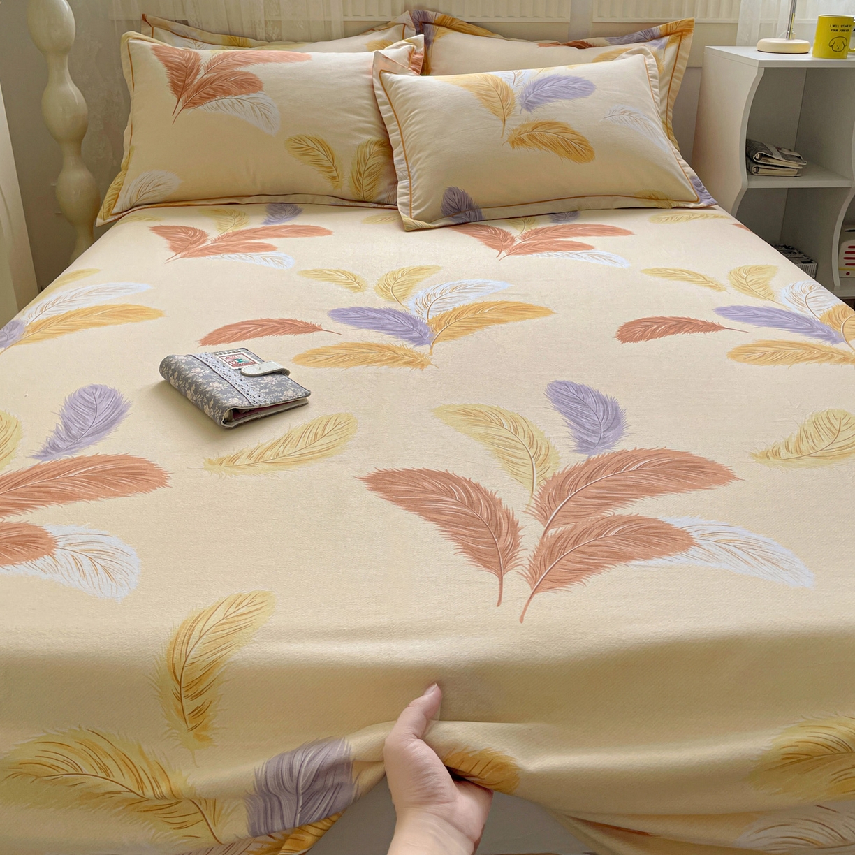 纽缦家纺 2025新款全棉纯棉磨毛印花单床单 床单单件 加州阳光米