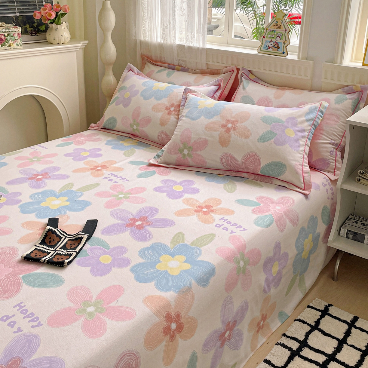 91家纺网 家纺一手货源 找家纺 纽缦家纺 2025新款全棉纯棉磨毛印花单床单 床单单件 洛城时光