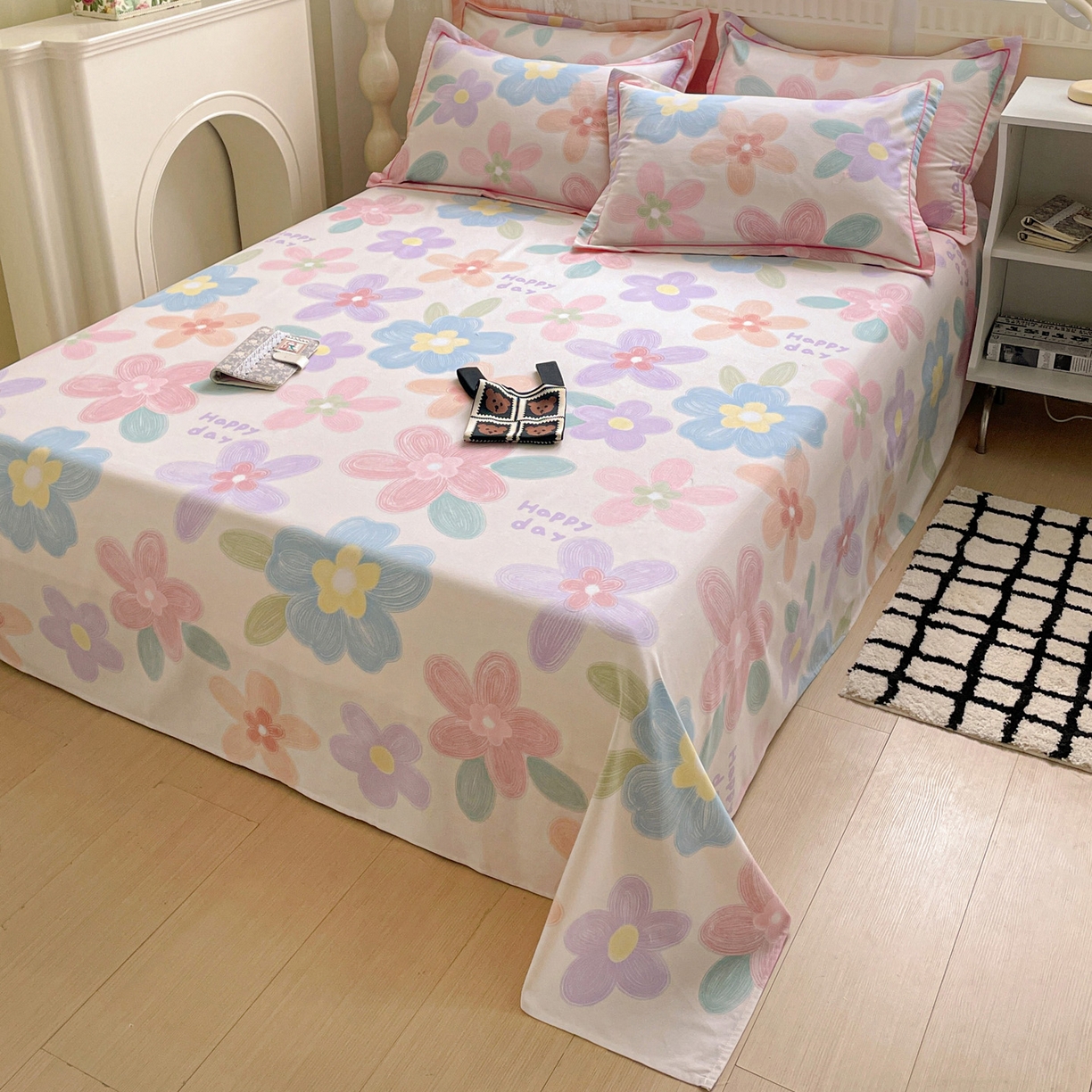 91家纺网 家纺一手货源 找家纺 纽缦家纺 2025新款全棉纯棉磨毛印花单床单 床单单件 洛城时光