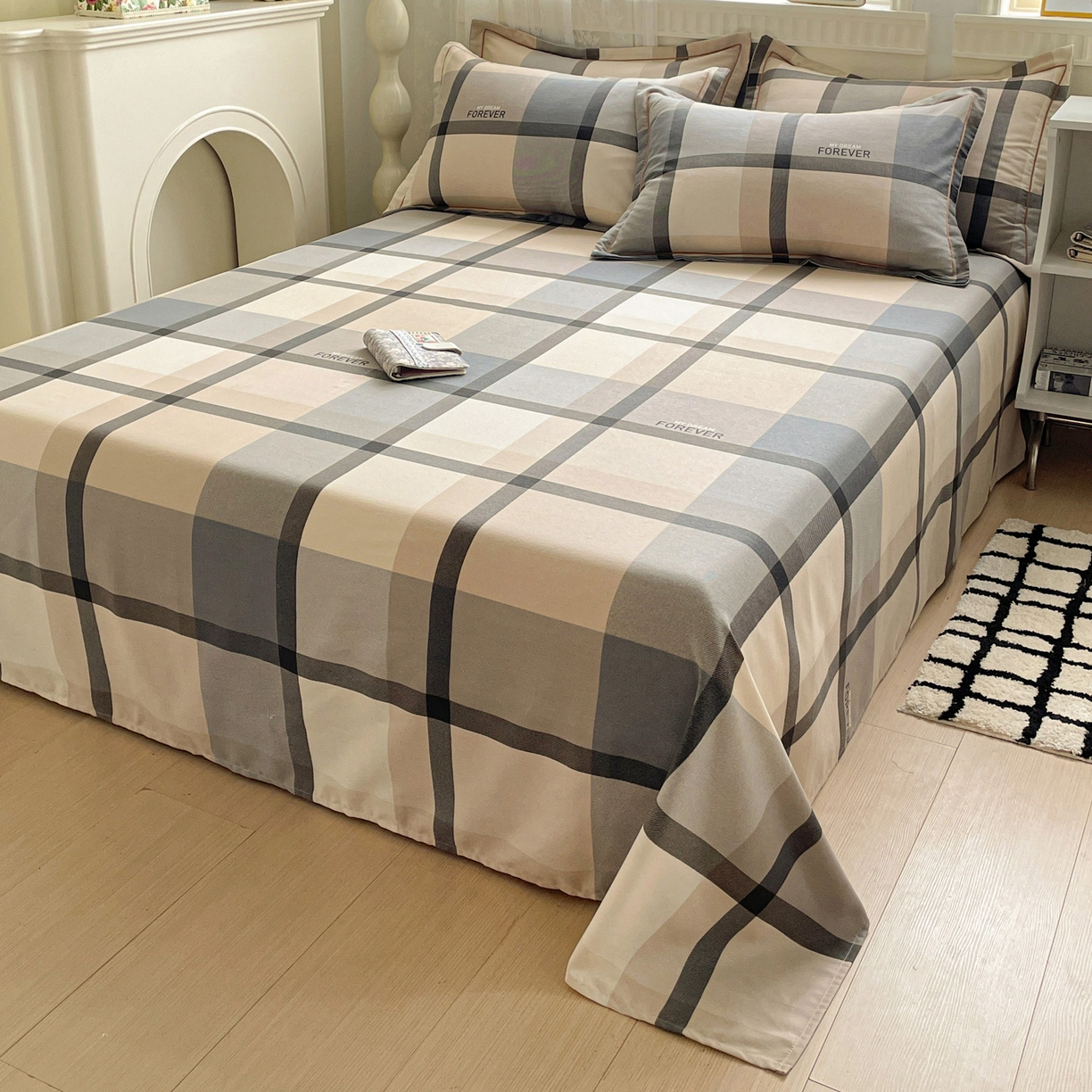 91家纺网 家纺一手货源 找家纺 纽缦家纺 2025新款全棉纯棉磨毛印花单床单 床单单件 曼迪咖