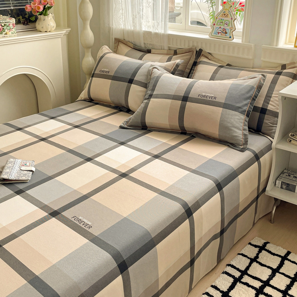 91家纺网 家纺一手货源 找家纺 纽缦家纺 2025新款全棉纯棉磨毛印花单床单 床单单件 曼迪咖