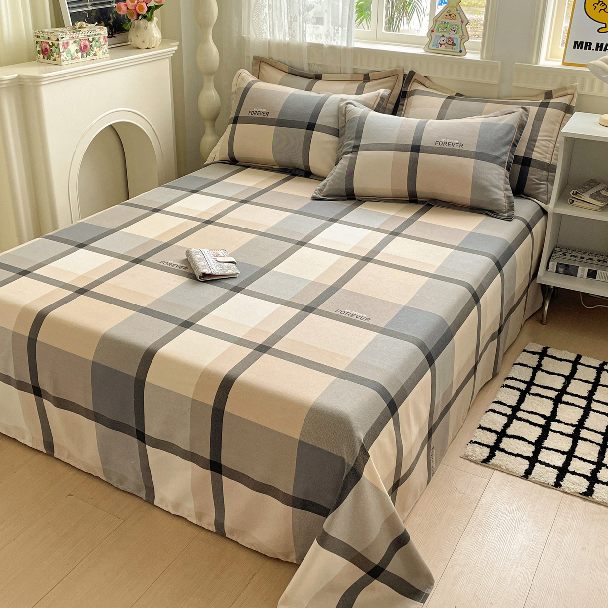 91家纺网 家纺一手货源 找家纺 纽缦家纺 2025新款全棉纯棉磨毛印花单床单 床单单件 曼迪咖