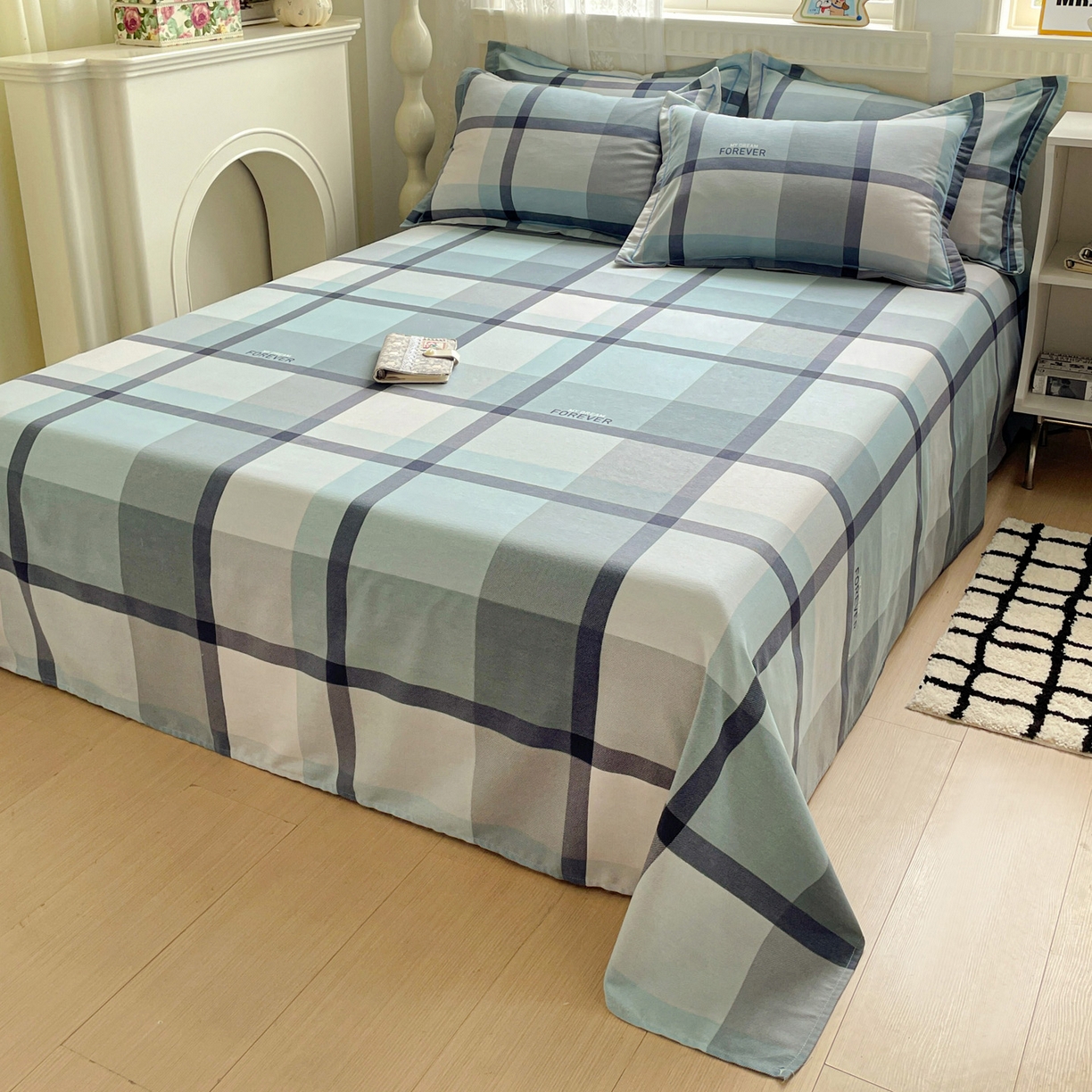 91家纺网 家纺一手货源 找家纺 纽缦家纺 2025新款全棉纯棉磨毛印花单床单 床单单件 曼迪蓝