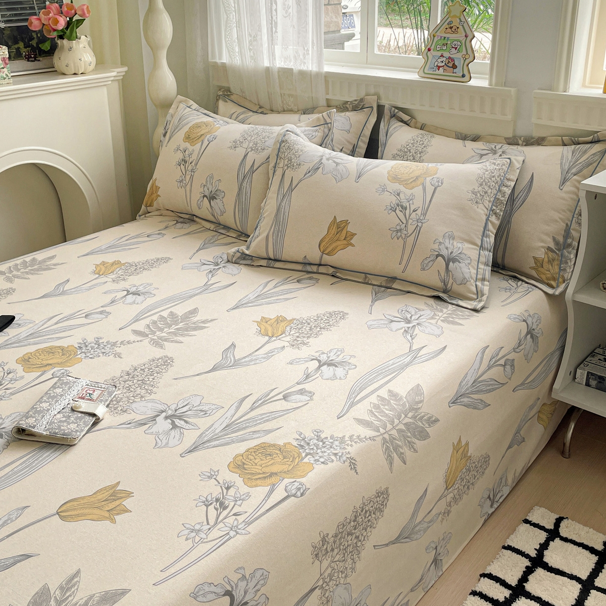 91家纺网 家纺一手货源 找家纺 纽缦家纺 2025新款全棉纯棉磨毛印花单床单 床单单件 且听风铃灰