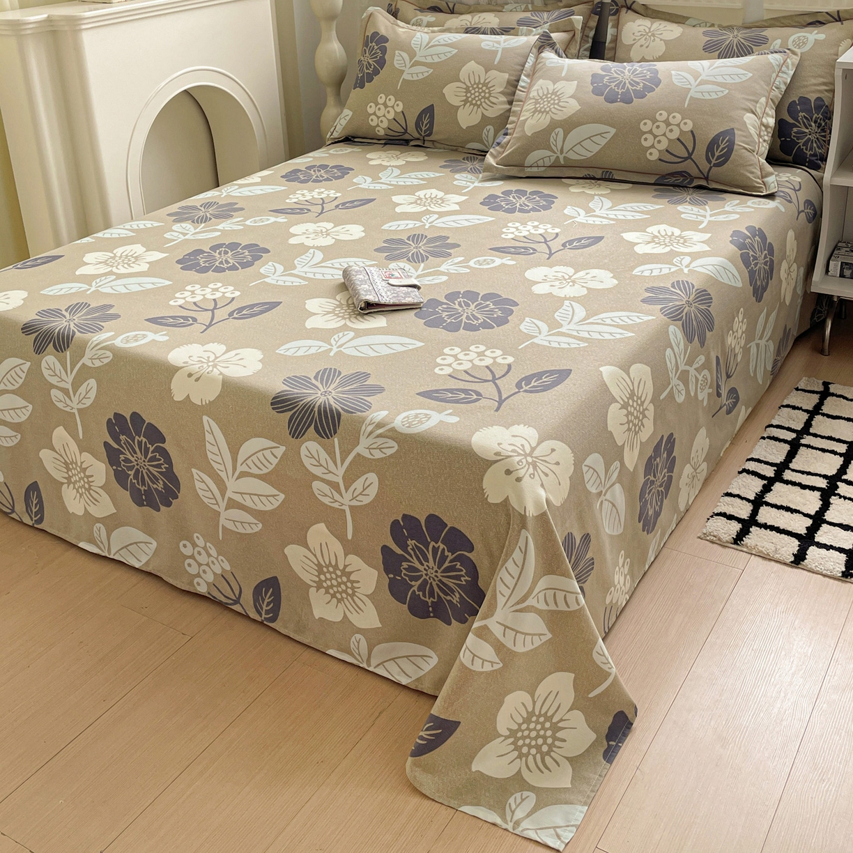 91家纺网 家纺一手货源 找家纺 纽缦家纺 2025新款全棉纯棉磨毛印花单床单 床单单件 清风微甜灰