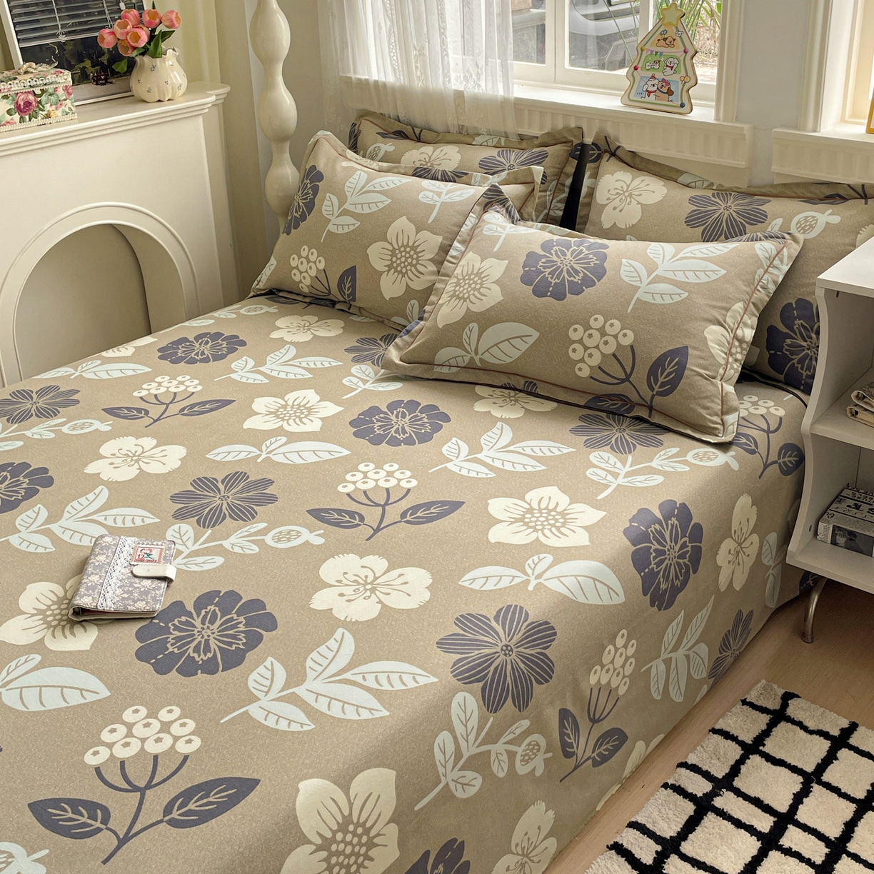 91家纺网 家纺一手货源 找家纺 纽缦家纺 2025新款全棉纯棉磨毛印花单床单 床单单件 清风微甜灰