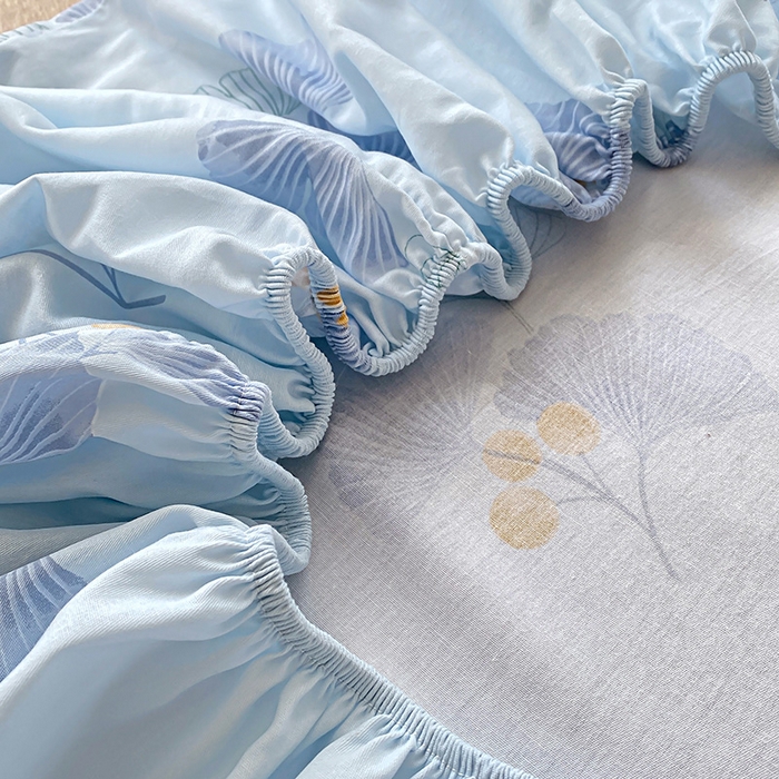 91家纺网 家纺一手货源 找家纺 禧安居 2025新款高支高密活性印染全棉印花床笠全棉床笠单床笠 银杏叶