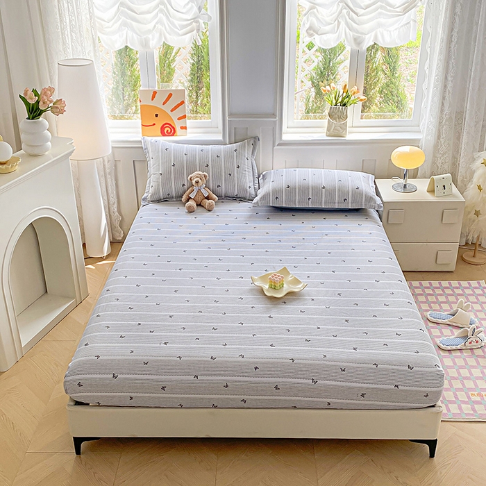 91家纺网 家纺一手货源 找家纺 禧安居 2025新款高支高密活性印染全棉印花床笠全棉床笠单床笠 雨蝶