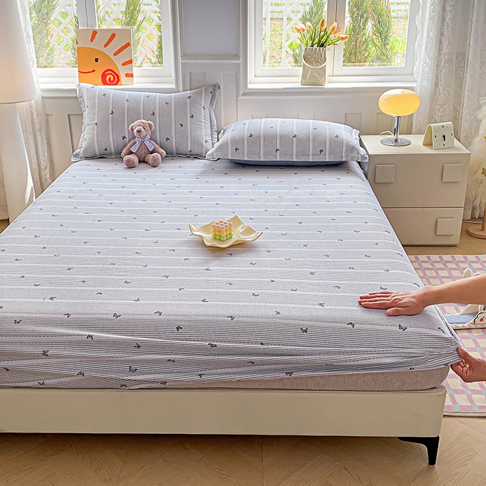 91家纺网 家纺一手货源 找家纺 禧安居 2025新款高支高密活性印染全棉印花床笠全棉床笠单床笠 雨蝶